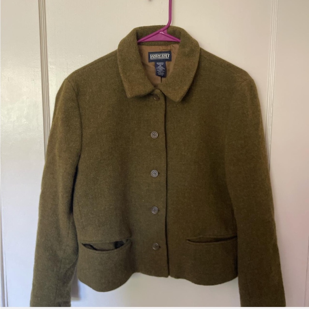 Lands' End Khaki Pea Coat